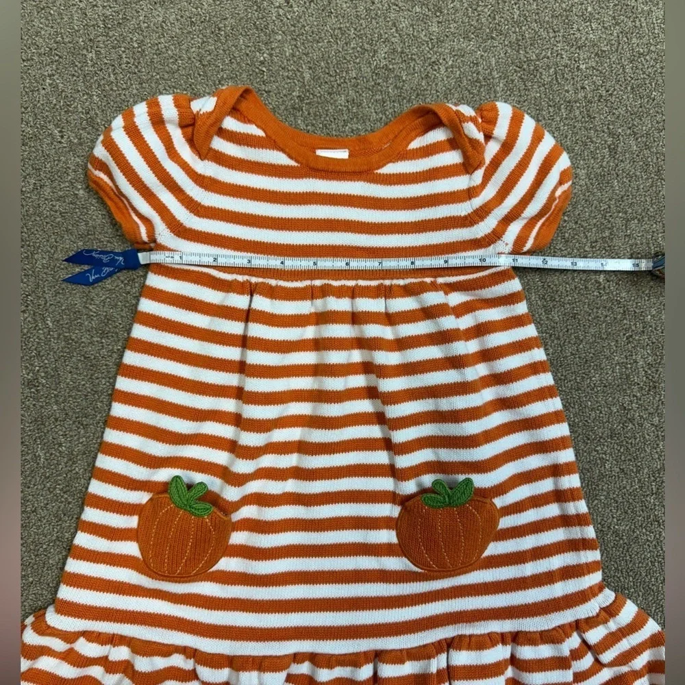 Gymboree: Girls Orange and White Stripe Pumpkin Knit Dress, Size 4T